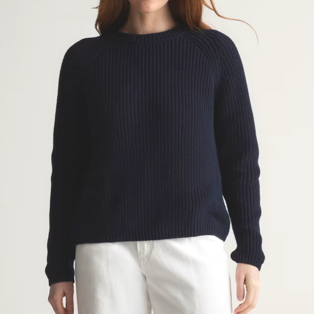 QUINCE 100% Organic Cotton Fisher Crew Sweater Navy Size M - Picture 4 of 4